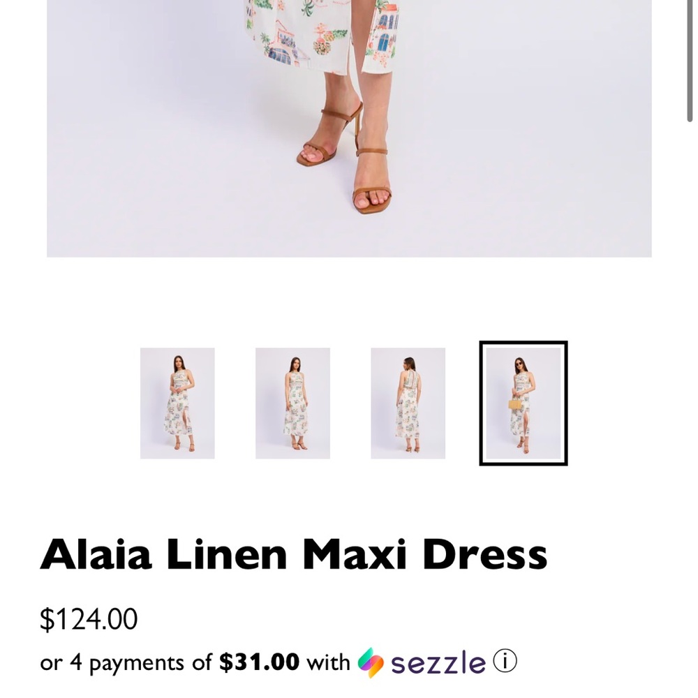 En Saison White and Green Linen Dress - Picture 7 of 8